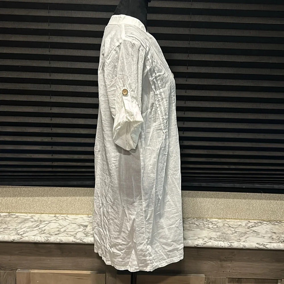 Club Z Collection Women’s White Button Front Cotton‎ Swimsuit Tunic Small NWT - Picture 6 of 10